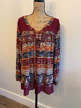 Rxb Boho Top with Tassels Size 3X
